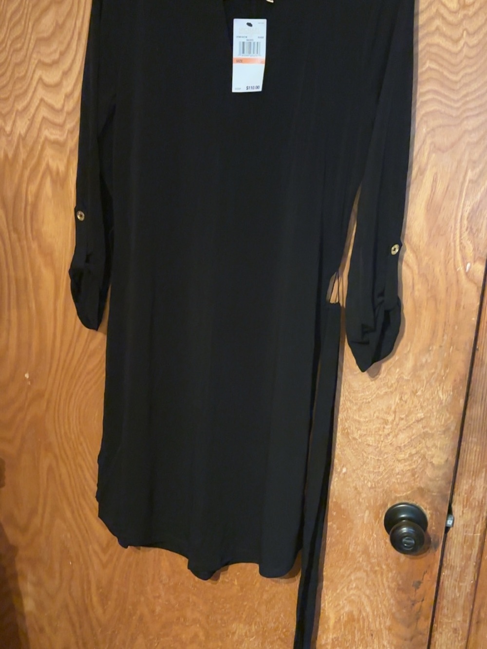 MK brand, Black Women's Roll-Sleeve Tunic Dress